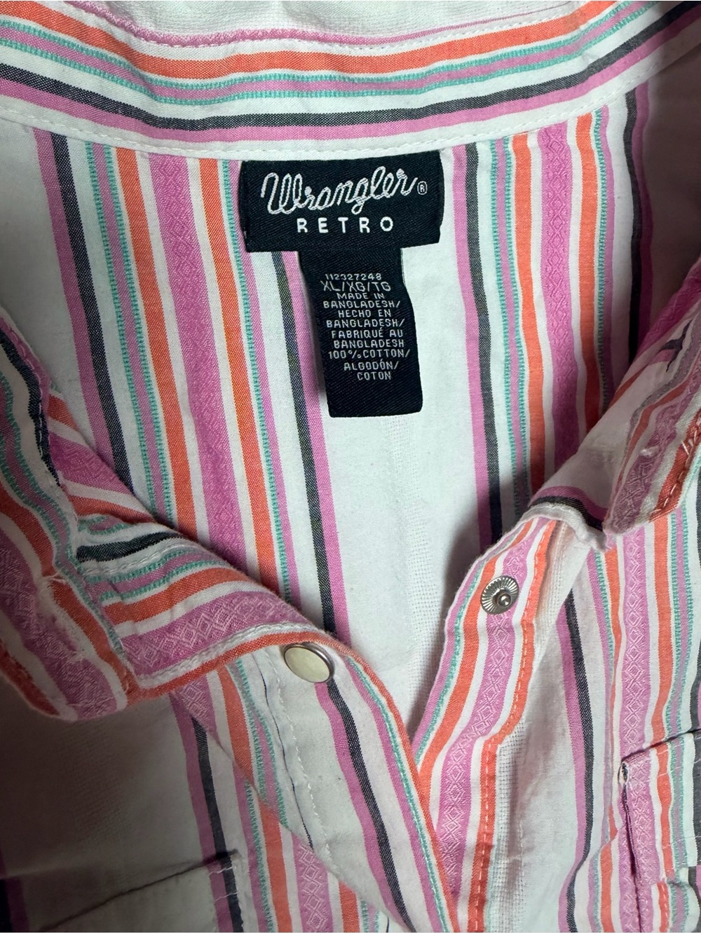 Wrangler Retro Pink Multi-Stripe Button-Down Shirt